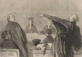 Honoré Daumier, « Les Gens de justice », Le Charivari, 21 avril 1845 (source : Gallica). Honoré Daumier, « Les Gens de justice », Le Charivari, 21 avril 1845 (source : Gallica).